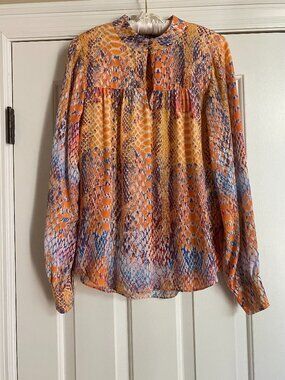 EUC Hale Bob Reptile Silk Blouse Size Medium